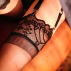 Letter Print Lace Top Classy Thigh Highs - Image 5