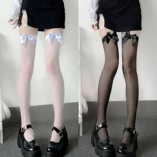 Bow Accent Classy Thigh Highs